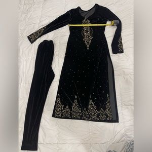 Black velvet Indian Pakistani dress/ desi shalwar kameez